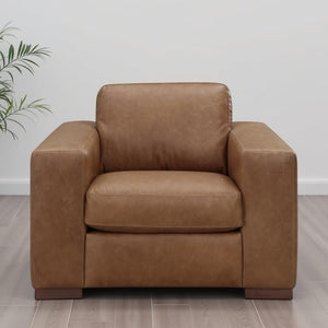 Leather Italia Inglewood Top Grain Italian Vintage Brown Derby Leather Chair