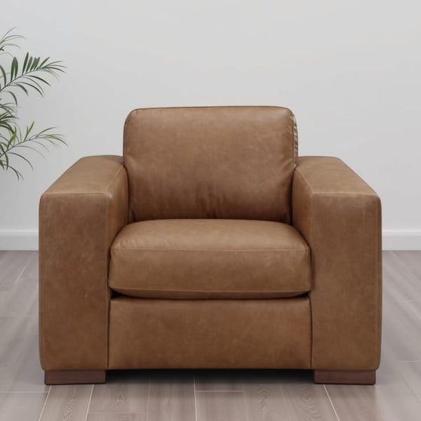 Leather Italia Inglewood Top Grain Italian Vintage Brown Derby Leather Chair