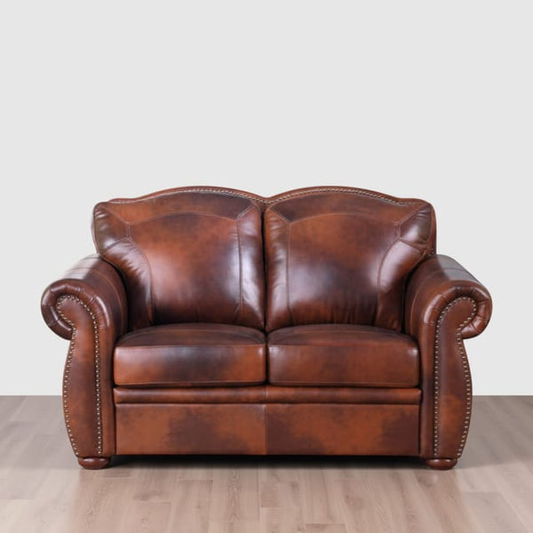 Leather Italia Arizona Marco Leather Loveseat with Nailhead Trim