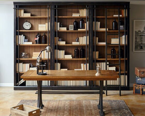 Martin Furniture Toulouse Aged Ebony Three Bookcases with Ladder Set