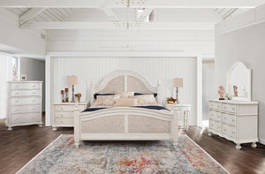 American Woodcrafters Rodanthe Queen Woven Bed Complete in Dove White