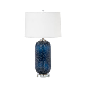 Seawinds Lux Lighting Tootsie Blue Glass Table Lamp with Crystal Base