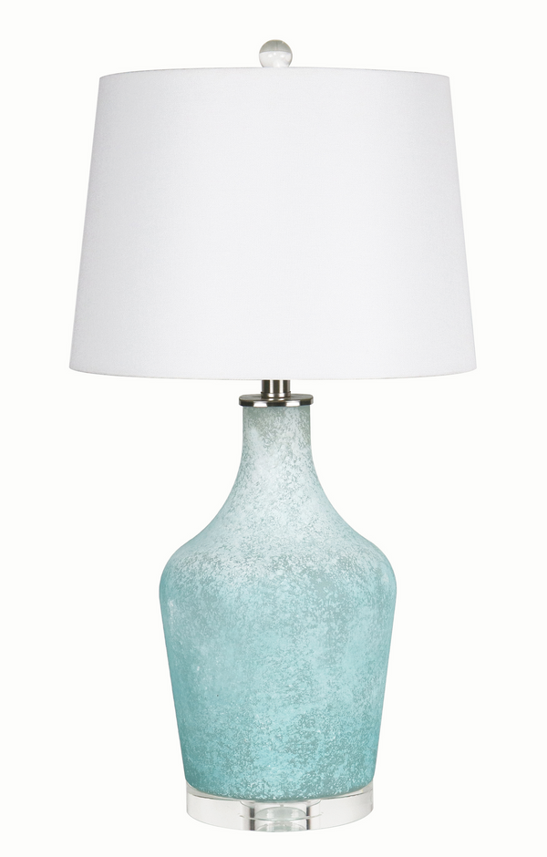 Seawinds Lux Lighting Mist Aqua Glass Table Lamp