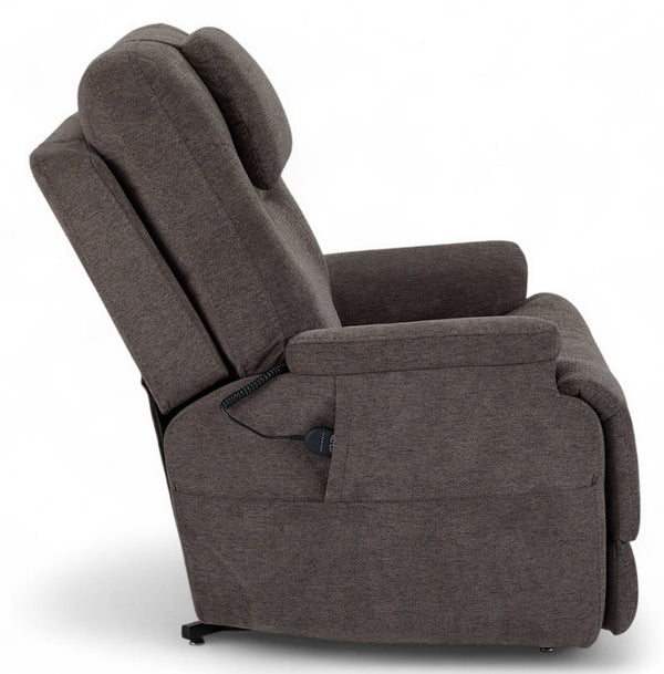 Flexsteel Zecliner Model 2+ Umber Fabric Power Lift Sleep Recliner with Power Headrest, Lumbar, Heat & Massage