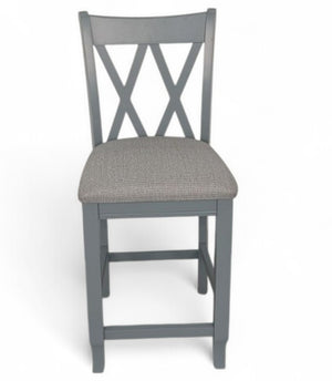 John Thomas Upholstered Stool in Smoke & Phoebe Slate