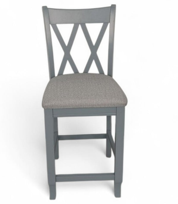 John Thomas Upholstered Stool in Smoke & Phoebe Slate