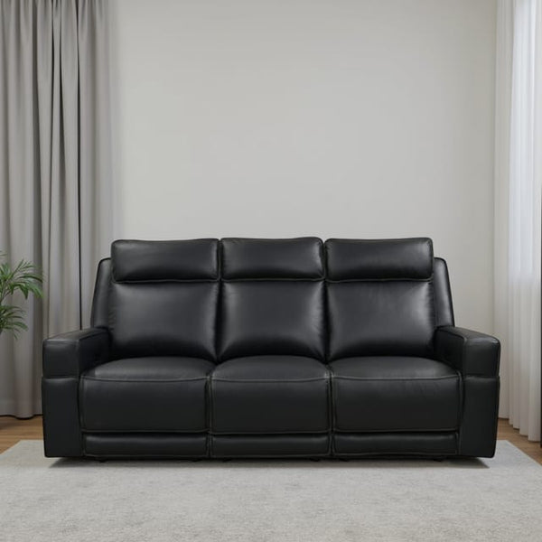 Leather Italia Valley Zero Gravity Black Leather Sofa with USB, Power Headrest & Footrest