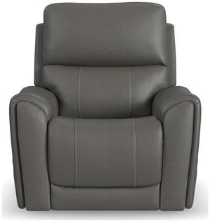 Carter Smoke Fabric Power Lift Recliner with Power Headrest, Lumbar, Heat & Massage