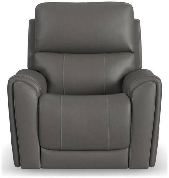 Carter Smoke Fabric Power Lift Recliner with Power Headrest, Lumbar, Heat & Massage