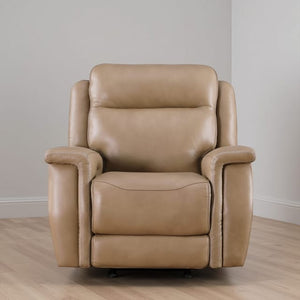 Leather Italia Fischer Saddle Leather Glider Recliner Chair with USB, Power Headrest & Footrest