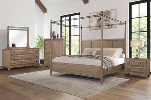 Heritage Coastal Breeze Living King Canopy Bed in Sand Finish