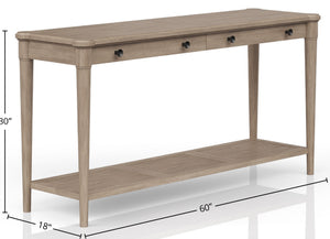 Heritage Coastal Breeze Living 2-Drawer Sofa Table with Shelf in Sand Finish