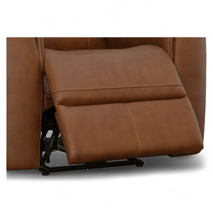 Flexsteel Harrison Leather Triple Power Recliner with Heat & Massage in Caramel