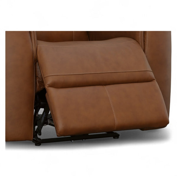Flexsteel Harrison Leather Triple Power Recliner with Heat & Massage in Caramel