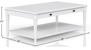 Heritage Coastal Breeze Living 4-Drawer Wood Top Cocktail Table with Casters in White Finish