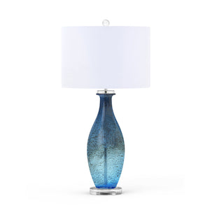 Seawinds Lux Lighting Everly Blue Tone Art Glass with Crystal Base Lamp