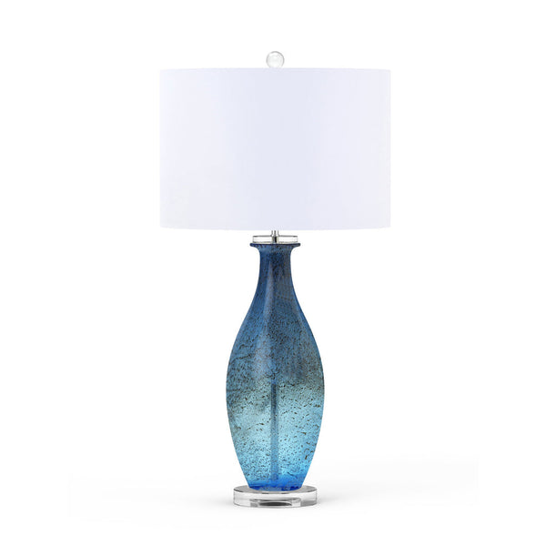 Seawinds Lux Lighting Everly Blue Tone Art Glass with Crystal Base Lamp