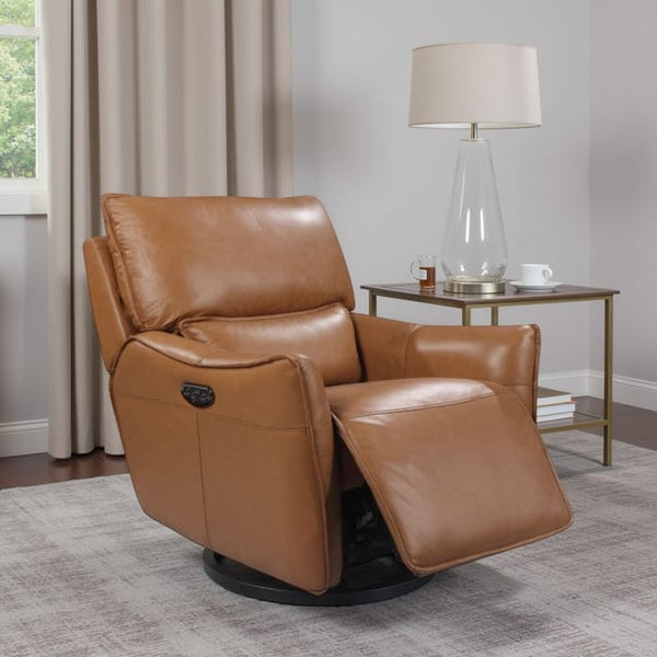 Leather Italia Portland Desert Leather Glider Recliner Chair with USB, Power Headrest & Footrest