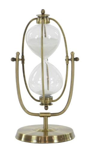 UMA Home Decor Brass Glass Timer 13X6X6