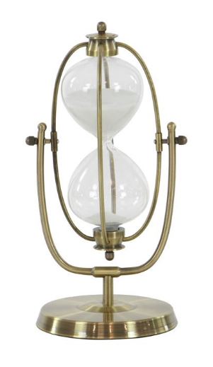 UMA Home Decor Brass Glass Timer 13X6X6