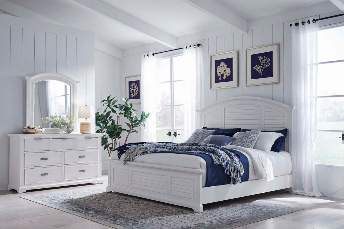 American Woodcrafters Heritage Coast Queen Panel Headboard Coastal Whi