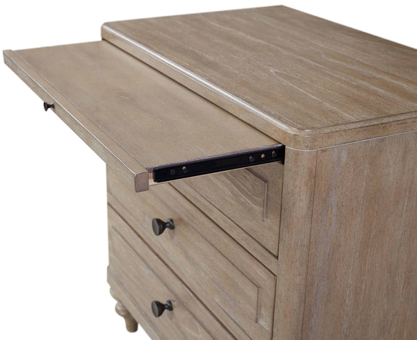 Heritage Coastal Breeze Living 3-Drawer Nightstand with USB in Wire Brushed Sand Finish