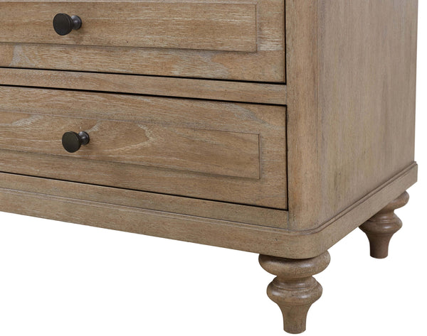 Heritage Coastal Breeze Living 3-Drawer Nightstand with USB in Wire Brushed Sand Finish