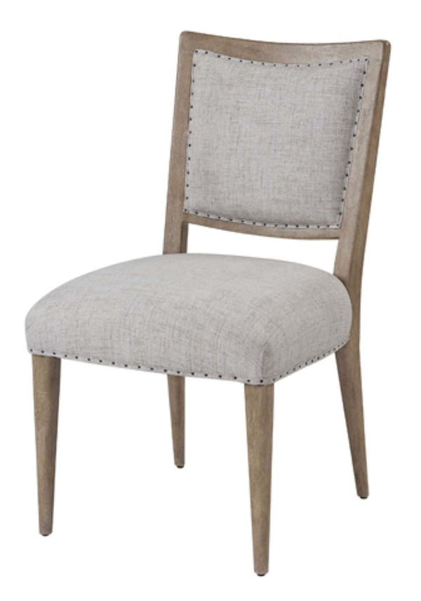 Heritage Coastal Breeze Living Upholstered Dining Chair with Nailhead Trim in Sand Finish