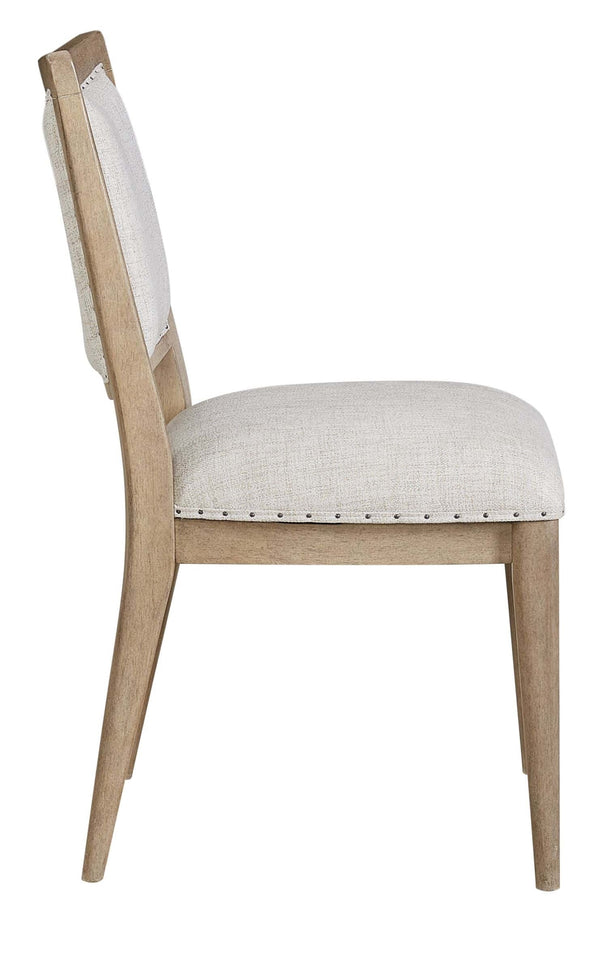 Heritage Coastal Breeze Living Upholstered Dining Chair with Nailhead Trim in Sand Finish