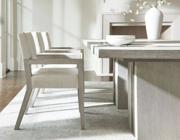 Bernhardt Tempo Upholstered Dining Arm Chair with Larza Finish