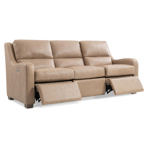 Bernhardt Ventura Tan Leather Power Motion Sofa