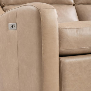 Bernhardt Ventura Tan Leather Power Motion Sofa