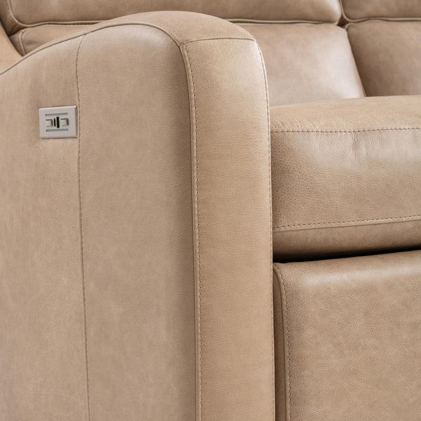 Bernhardt Ventura Tan Leather Power Motion Sofa
