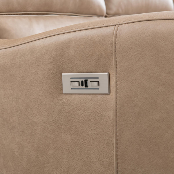Bernhardt Ventura Tan Leather Power Motion Sofa