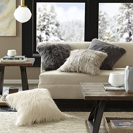 Olliix Madison Park Edina Natural Faux Fur Square Pillow