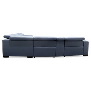 HTL Aspen 6-Piece Power Reclining Sectional in Ocean Blue Leather
