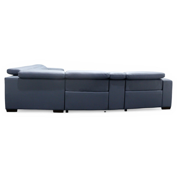 HTL Aspen 6-Piece Power Reclining Sectional in Ocean Blue Leather