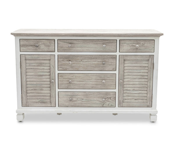 Seawinds Islamorada Clean White & Grey 6-Drawer 2-Door Dresser