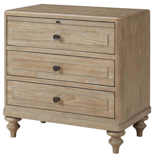 Heritage Coastal Breeze Living 3-Drawer Nightstand with USB in Wire Brushed Sand Finish