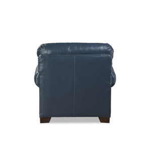 Craftmaster Copola Blue Transitional Leather Armchair with Pewter Nailhead Trim