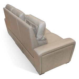 Flexsteel Sense Italian Leather Power Reclining Sofa with Power Headrest, Lumbar & Pulse in Greige
