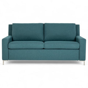 American Leather Bryson 69 Inch Pashmina Teal Fabric Full Comfort Sleeperwith Polished Nickel Finish