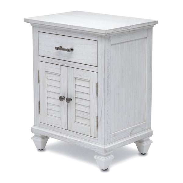Seawinds Surfside 1-Drawer 2-Door Nightstand with Weathered White Finish