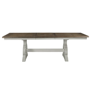 Intercon Drake Two-Toned Rustic White & French Oak Finish Dining Table with Self Storing Leaf