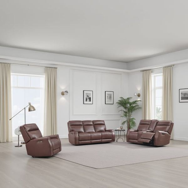 Leather Italia Sydney Zero Gravity Brown Heritage Leather Sofa with USB, Power Headrest & Footrest