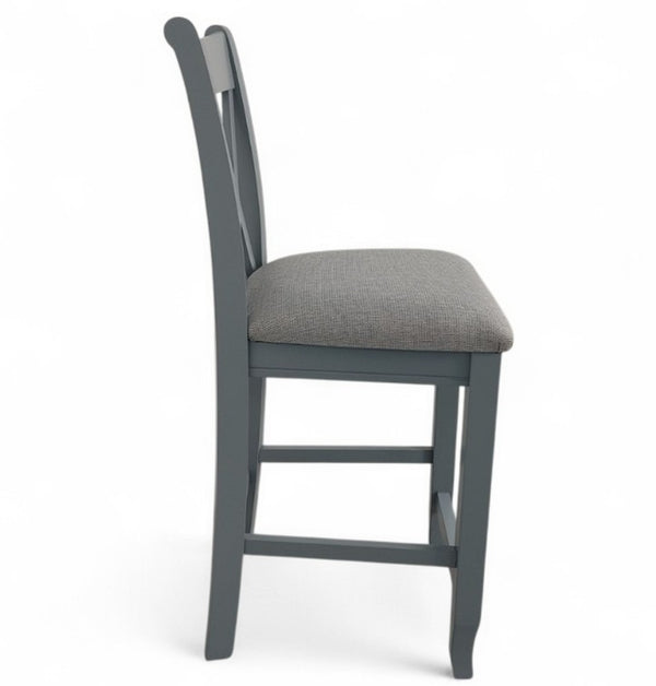 John Thomas Upholstered Stool in Smoke & Phoebe Slate