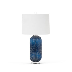 Seawinds Lux Lighting Tootsie Blue Glass Table Lamp with Crystal Base