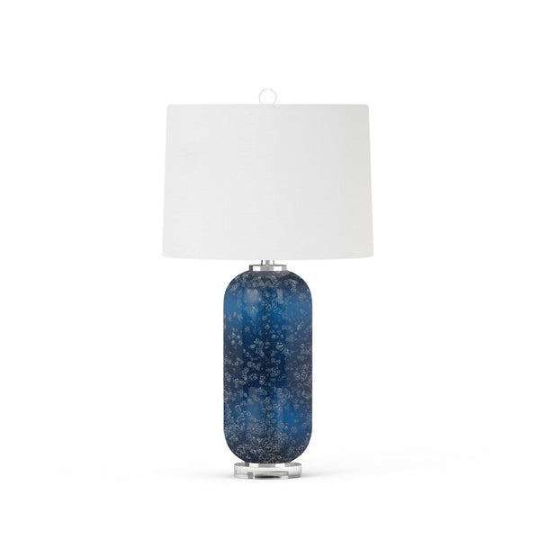 Seawinds Lux Lighting Tootsie Blue Glass Table Lamp with Crystal Base