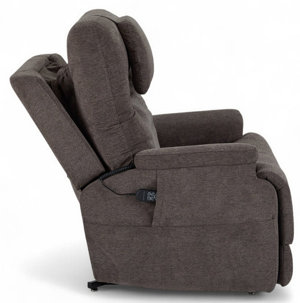 Flexsteel Zecliner Model 2+ Umber Fabric Power Lift Sleep Recliner with Power Headrest, Lumbar, Heat & Massage