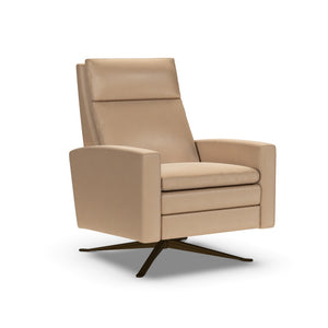 American Leather Simon Re-Invented Swivel Recliner Chair in Bison Champagne